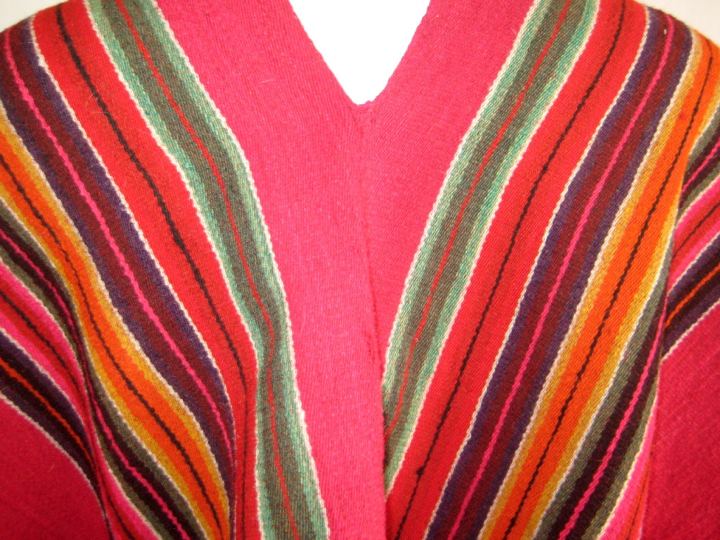 Women's Turn Of The Century Striped Wool Poncho