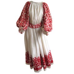 Vintage Turn Of The Century Bohemian Hand Embroidered Peasant Ensemble