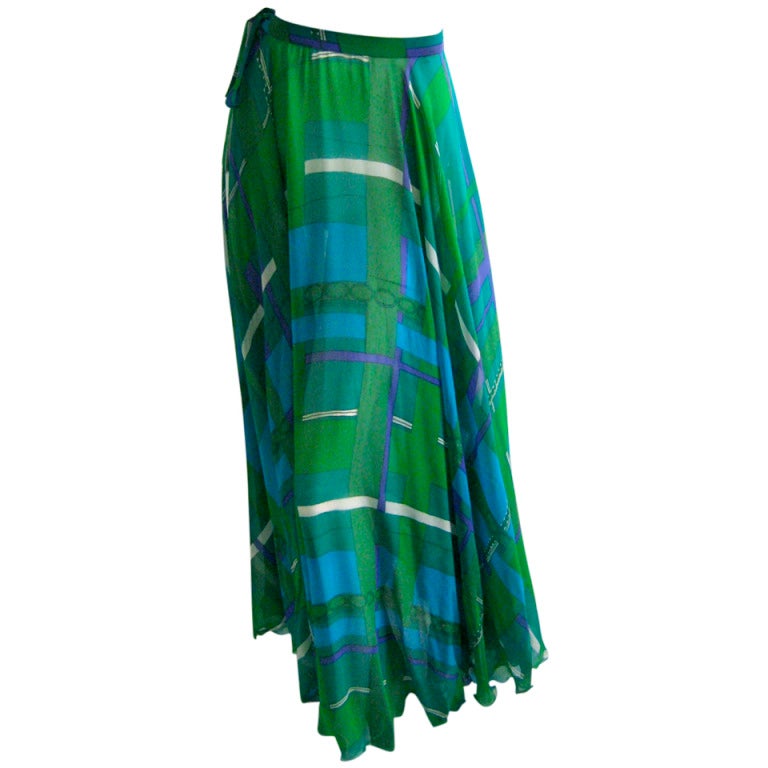 1960s La Mendola Silk Chiffon Wrap Skirt For Sale