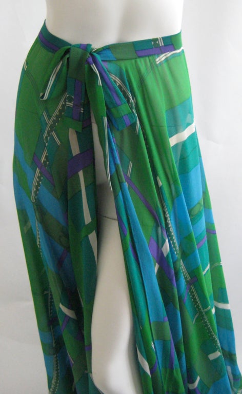 1960s La Mendola Silk Chiffon Wrap Skirt In Good Condition For Sale In Chicago, IL