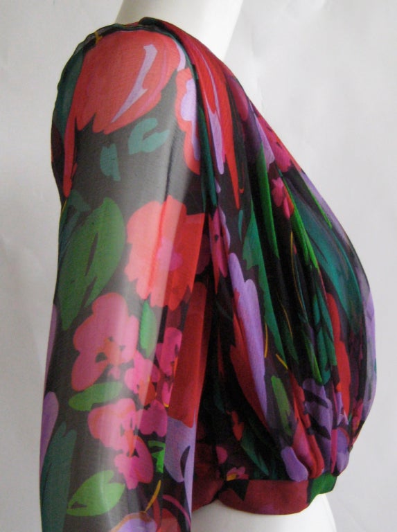 Women's 1980s Galanos Silk Chiffon Blouse For Sale