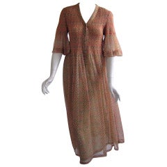 Vintage 1960s Treacy Lowe Silk Chiffon Caftan Dress