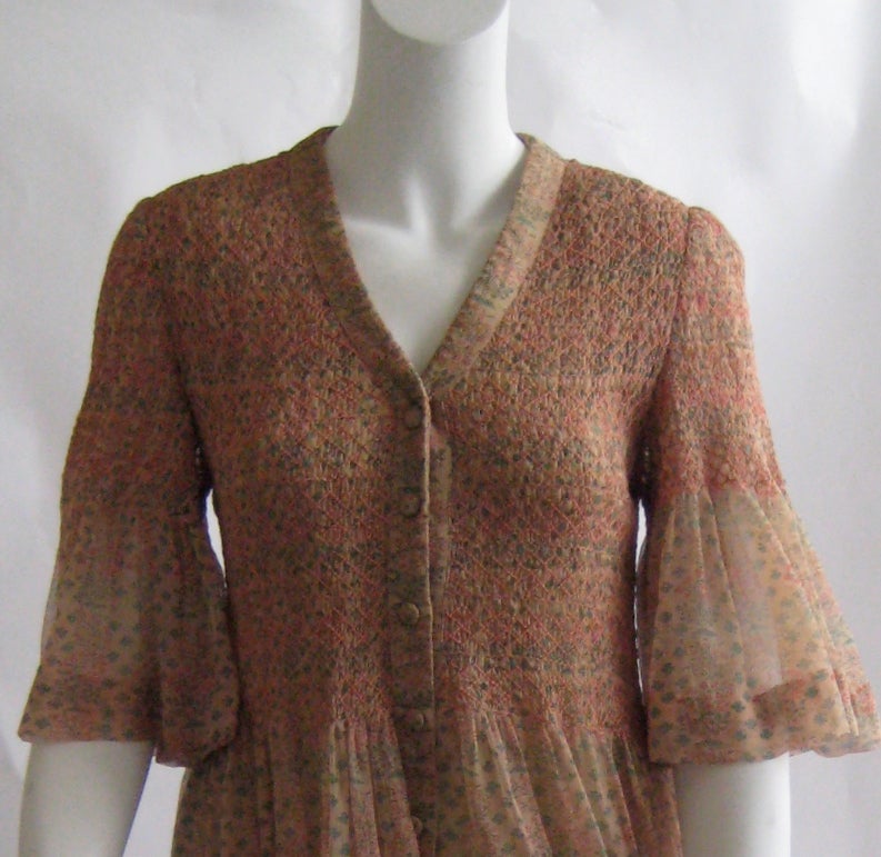 1960s Treacy Lowe Silk Chiffon Caftan Dress In Excellent Condition In Chicago, IL