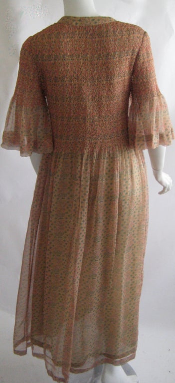 1960s Treacy Lowe Silk Chiffon Caftan Dress 1
