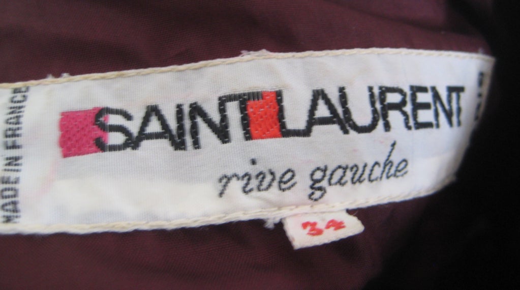 1960s yves saint laurent rive gauche burgundy wool and velvet cape For Sale 3
