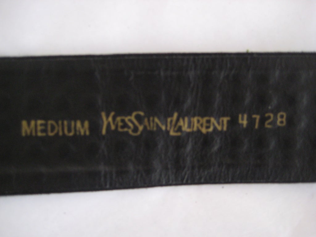 1960s yves saint laurent rhinestone studded black suede cinch belt For Sale 1