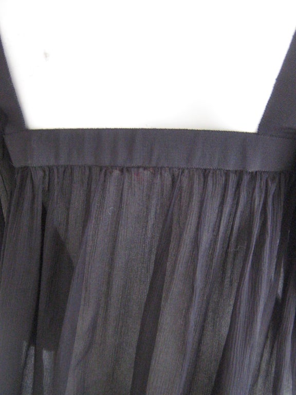 1960s Yves Saint Laurent sheer black silk chiffon peasant blouse 1