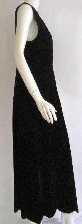 1990s comme des garcons scallop hem velvet maxi dress In New Condition In Chicago, IL