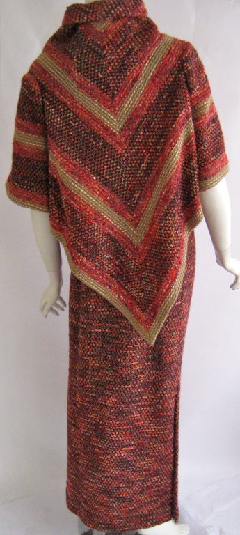 1960s Jean Barthet wool tweed caplet with new look long skirt 2