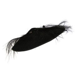 Vintage 1940s gilbert adrian black flying saucer hat with feather