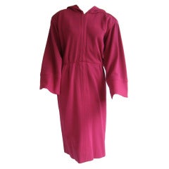 1980s yves saint laurent wool day dress with hood