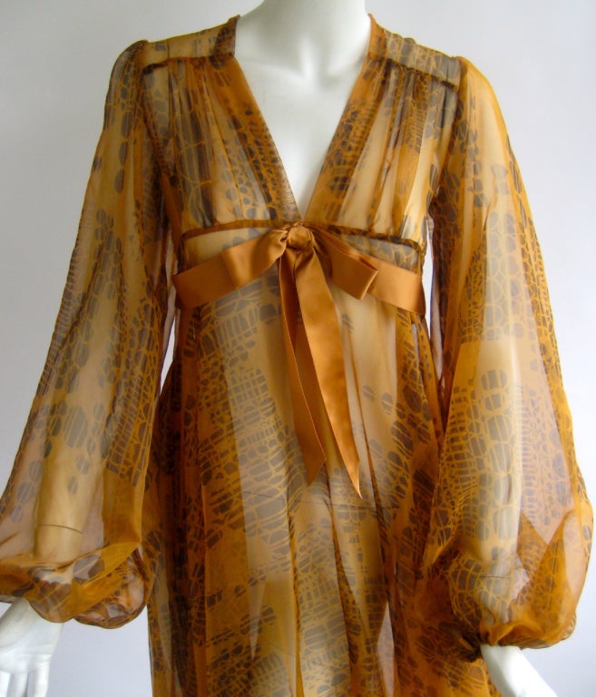1960s jean varon sheer empire babydoll peasant dress In Excellent Condition In Chicago, IL