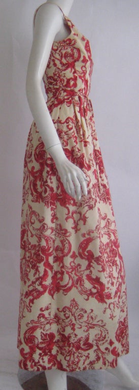 1960S Mademoiselle Ricci Long Linen Dress With Attached Petticoat In Excellent Condition For Sale In Chicago, IL
