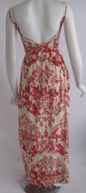 Women's 1960S Mademoiselle Ricci Long Linen Dress With Attached Petticoat For Sale