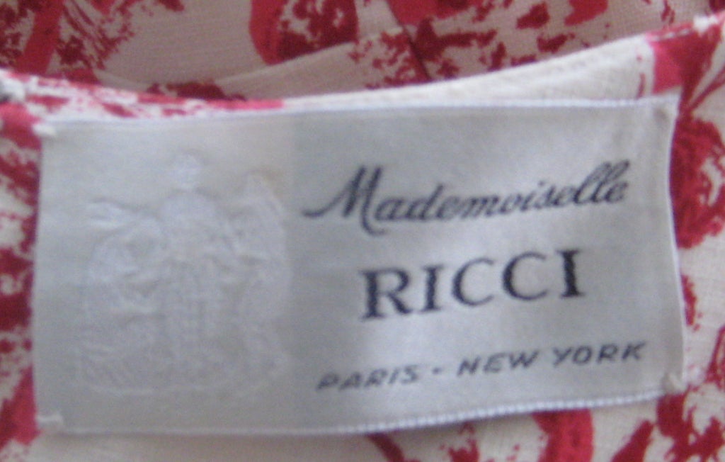 1960S Mademoiselle Ricci Long Linen Dress With Attached Petticoat For Sale 2