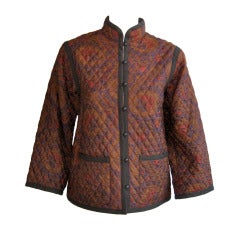 1970's Yves Saint Laurent Quilted Silk Peasant Jacket