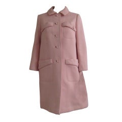 1960S Geoffrey Beene Pale Pink Wool Swing Coat