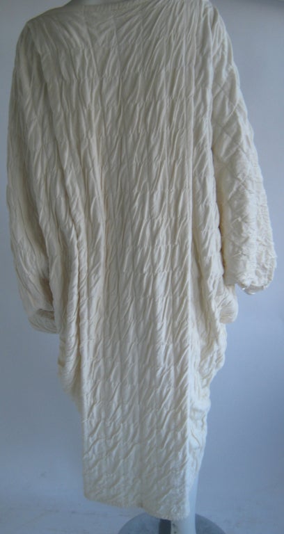 1980S Patrick Kelly Ivory Cotton Quilted Cocoon Wrap Coat For Sale 2