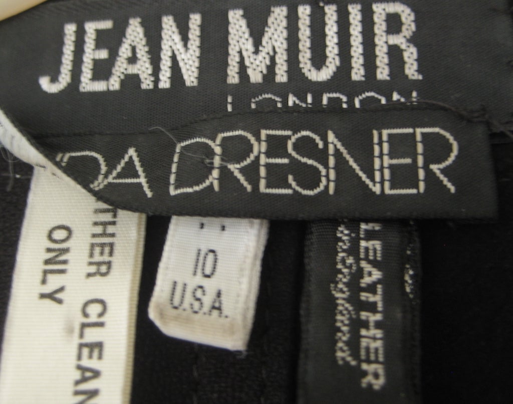 1980S Jean Muir Black Suede Jacket With Silver Leather Trim And Mirror Buttons For Sale 3