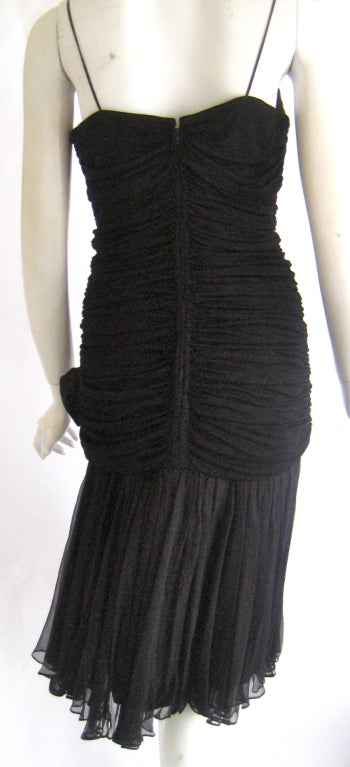1980S Nina Ricci Gathered Silk Chiffon Cocktail Dress 1