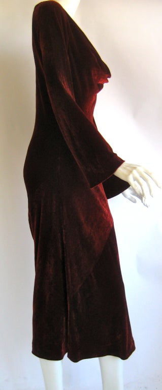 Women's 1990s Donna Karan Black Label Bias Cut Velvet Dress