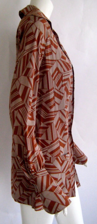 1970S Chloe Modernist Print Woven Silk Jacket