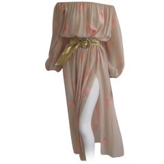 1970s Chloe Silk Peasant Dress
