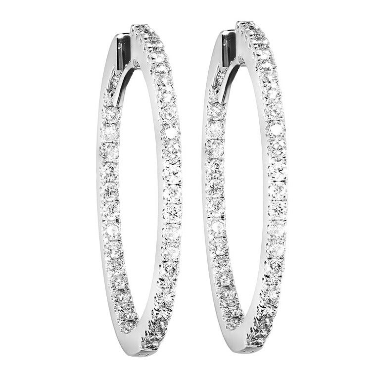 Renesim Classic Diamond Hoop Earrings For Sale