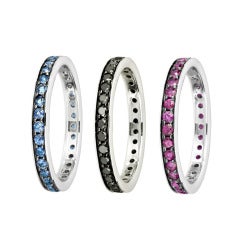 Set of three memory rings with sapphires, rubies and black diamonds by RENESIM