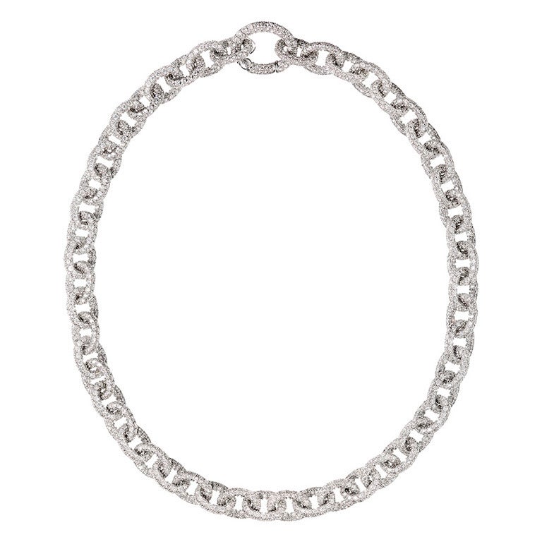 RENESIM Briliiant Link Necklace Set with Brilliant-Cut Diamonds For Sale