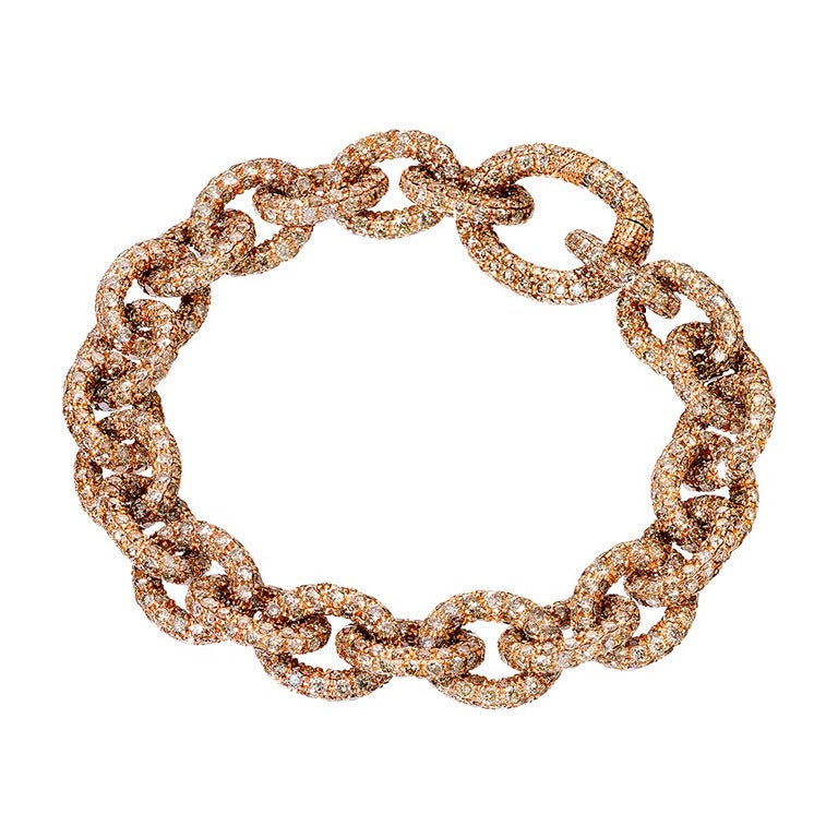 RENESIM Brilliant Link Bracelet with Fancy Diamonds For Sale