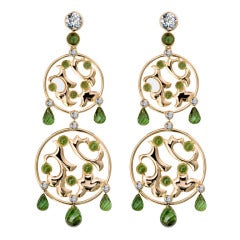 Renesim Tourmaline Aquamarine Rose Gold Chandelier Earrings 1
