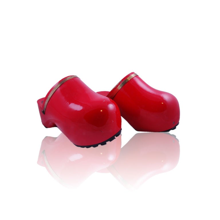 1970's Famolare Red Wooden  Clogs