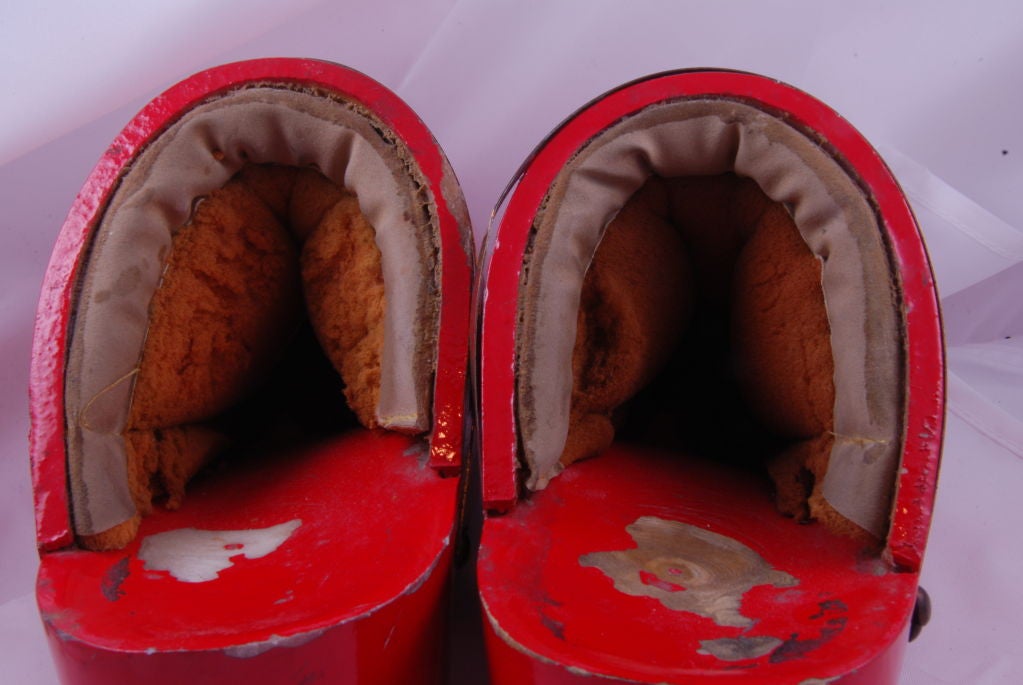 Women's 1970's Famolare Red Wooden  Clogs