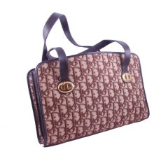 1970's Christian Dior Brown Canvas Logo Handbag France
