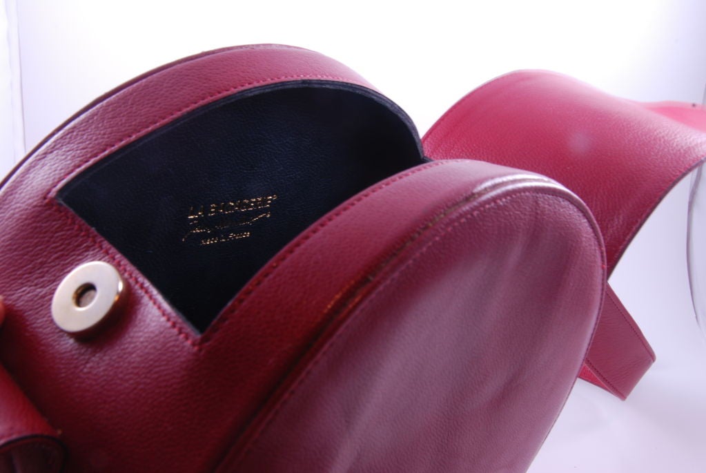 1960's Red Leather Round Shoulder Bag 1