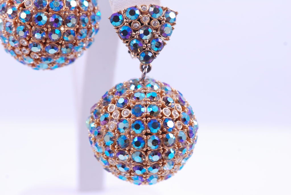 1960's Schiaparelli Rhinestone Ear Clips at 1stdibs