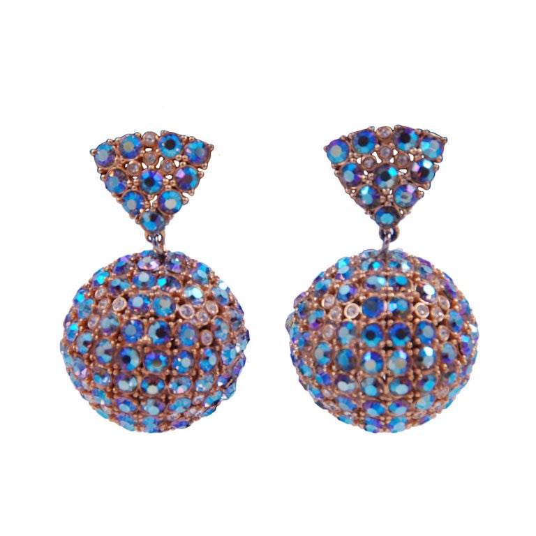 1960's Schiaparelli Rhinestone Ear Clips at 1stdibs