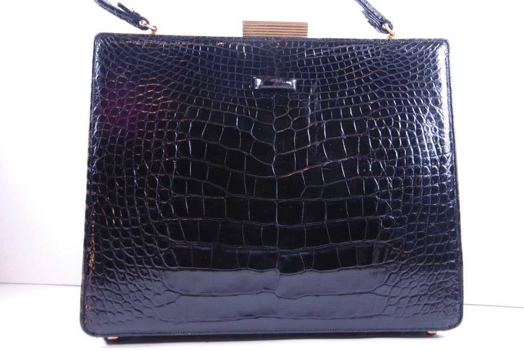 1960's Black Alligator Lucille of Paris Handbag