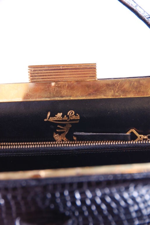 1960's Black Alligator Lucille of Paris Handbag 2