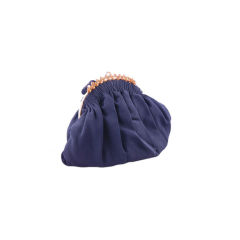 1940's Midnight Blue Evening Bag with Amber Rhinestone Frame