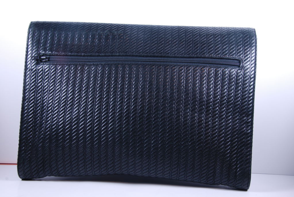 Women's or Men's Black Kleinberg Sherril Leather Portfolio/Large Clutch