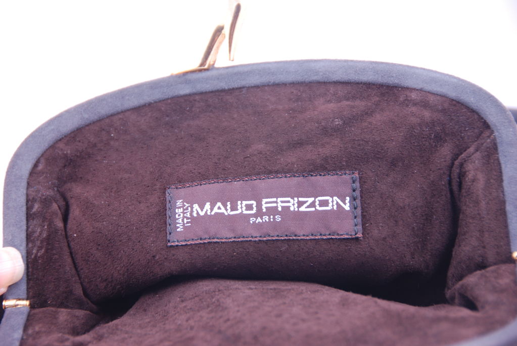 Maud Frizon Gray Suede Hand Bag with High Heel Shoe Clasp 2