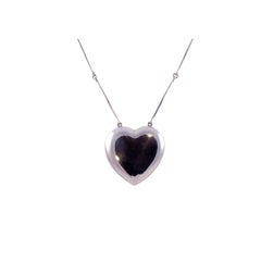 1980's Georg Jensen Sterling Large Puffy Heart with Link Chain