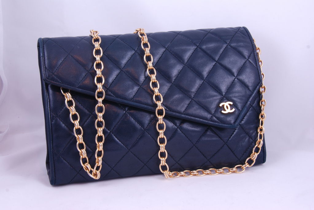 Vintage Chanel Navy Blue Bag 6