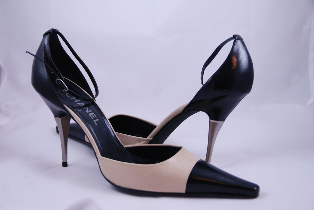 Women's Chanel Ankle Strap Spectator Shoes Sz 42
