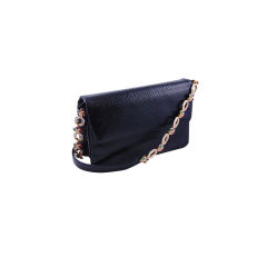 Black Karung Evening Purse with Jeweled Strap