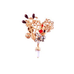 Christian Lacroix Rhinestone, Enamel Large Abstract Brooch