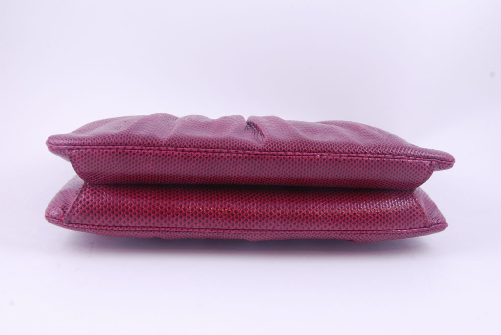 Women's Judith Leiber Burgundy Karung Clutch For Sale