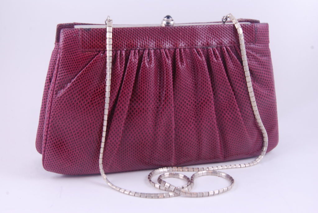 Judith Leiber Burgundy Karung Clutch For Sale 1